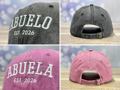 GDIQ New Abuela Abuelo Est 2026 Hats, Gifts for Future Grandparents Grandma and Grandpa, Promoted to Papa Nana Announcement Matching Set