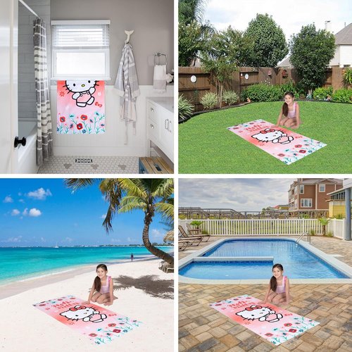 Franco | Hello Kitty Super Soft Cotton Beach Towel - 58" x 28" for Kids