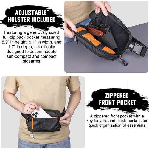 DEYACE Fanny Pack for Guns, Quick Draw CCW EDC Bag Adjustable Fanny Pack Gun Holster for Women and Men