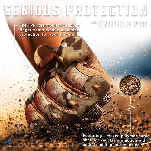Glove Station Touchscreen Utility Gloves for Men - Hard Knuckle Protection | Multicam XX-Large