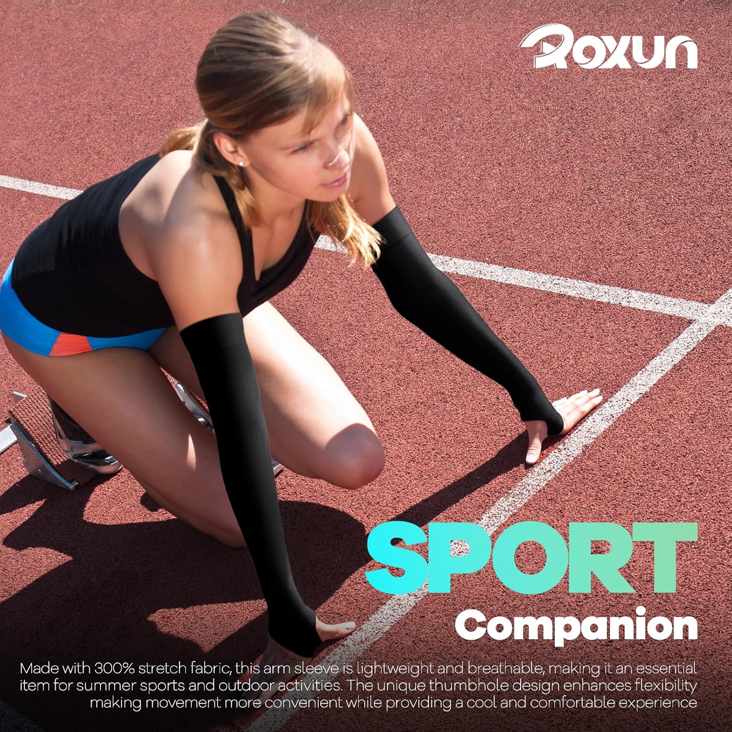 ROXUN Arm Sleeves - Cooling UV Sun Protection with Thumb Hole - Compression Tattoo Cover Up for Men/Women