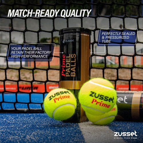 ZUSSET Padel Balls Prime 2025 (3 Pack) | High-Pressure High-Speed Response for Explosive Shots | Reinforced Felt for Extended Durability & Accuracy | Tournament-Ready Padel Ball for Pro Competitions