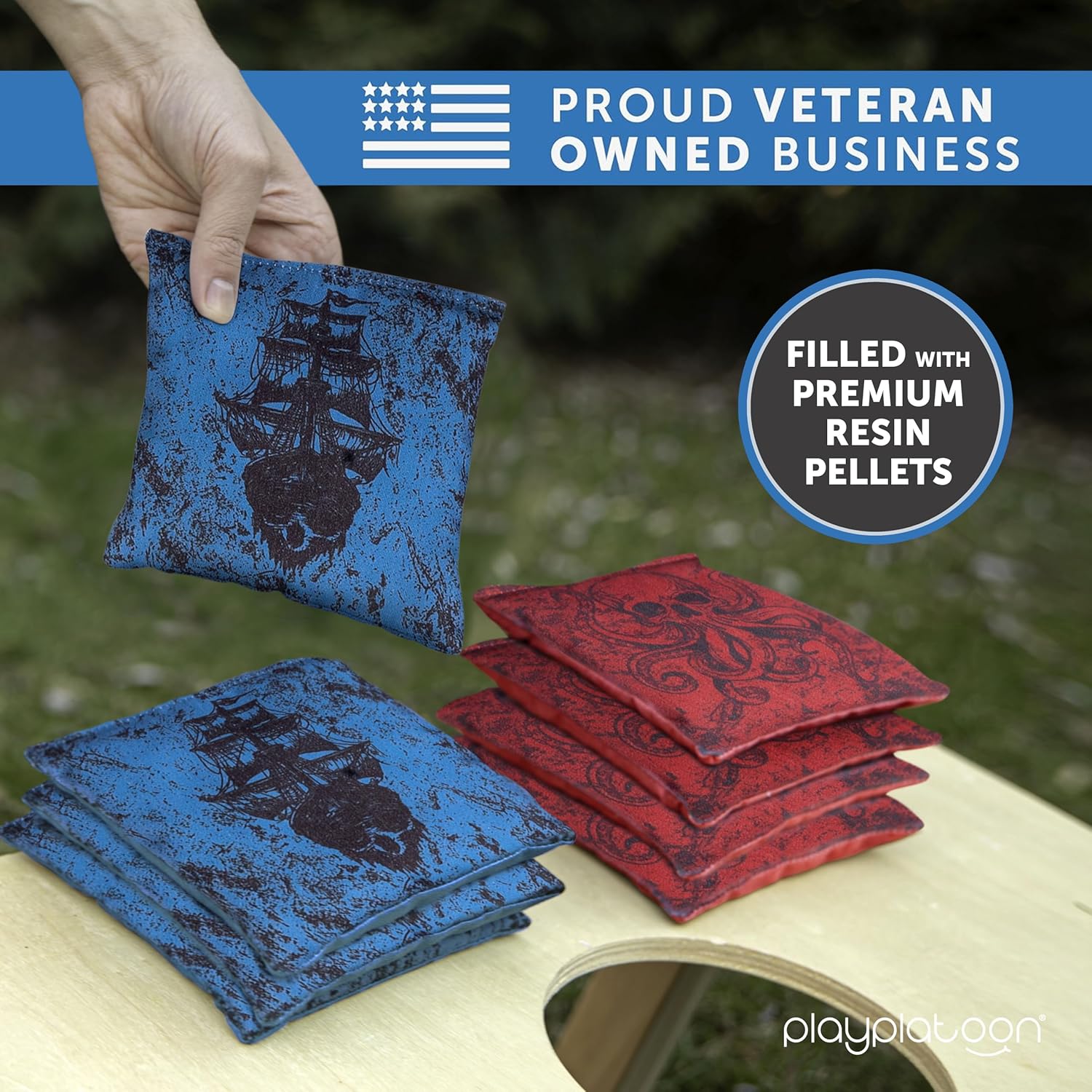 Professional Cornhole Bags - Set of 8 Regulation All-Weather Double-Sided Bean Bags | Sticky & Slick Design