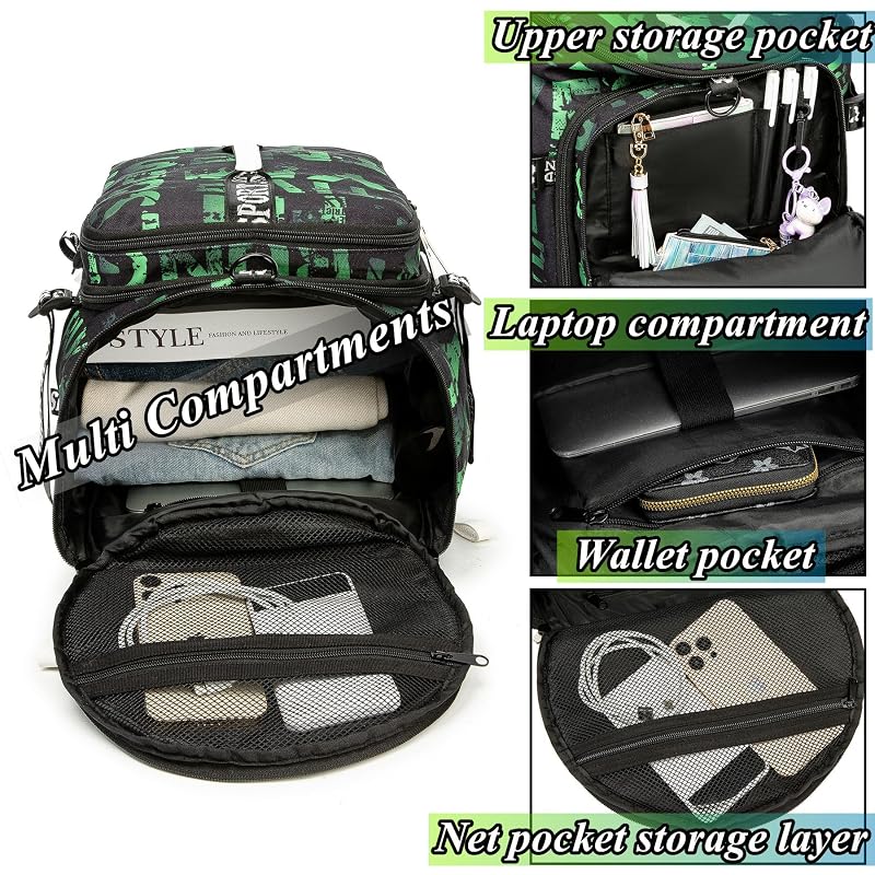 4‑Way Waterproof Gym Duffel Bag with Shoe & Laptop Compartment – Green (Variation: Green)