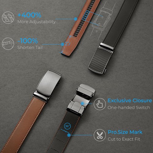 CHAOREN Men's Leather Ratchet Belt - Customizable Fit for Effortless Style | 35mm Width