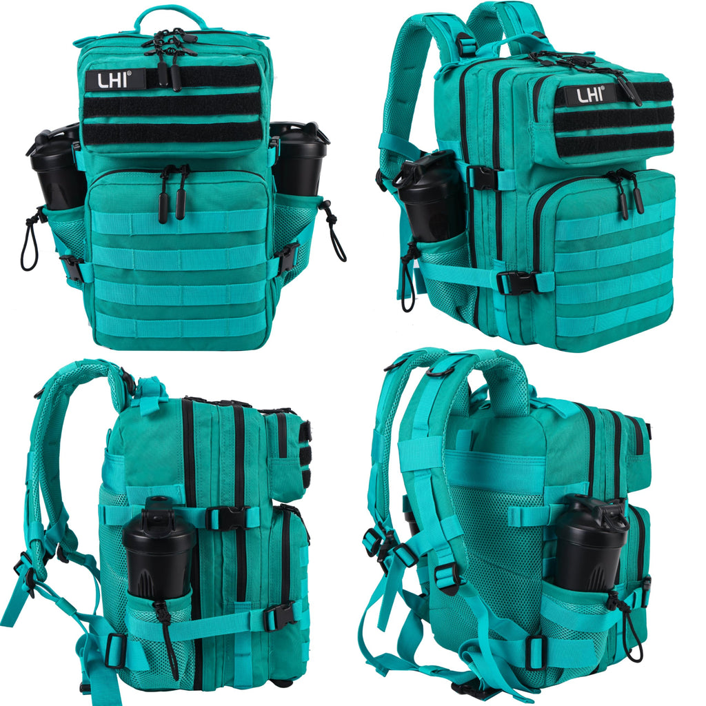 LHI Tactical Military Backpack for Men and Women 25L Army Assault Pack Bag Large Rucksack with Molle System-Lake Blue