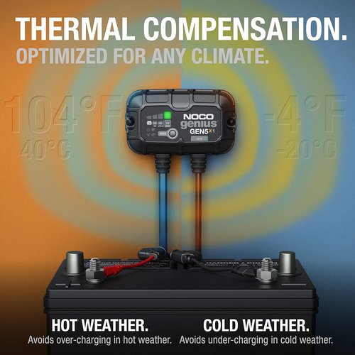 NOCO Genius GEN5X1 Battery Charger - 5A Onboard, Waterproof 12V Marine Charger with Overcharge Protection & Temperature Compensation