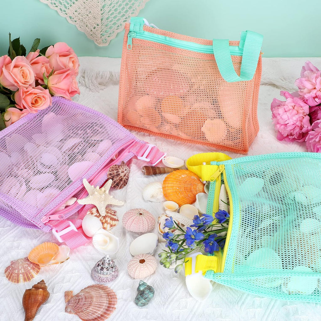 Tagitary Beach Toy Bag - Mesh Shell Collecting Bag for Kids | Set of 3 Swimming Accessories