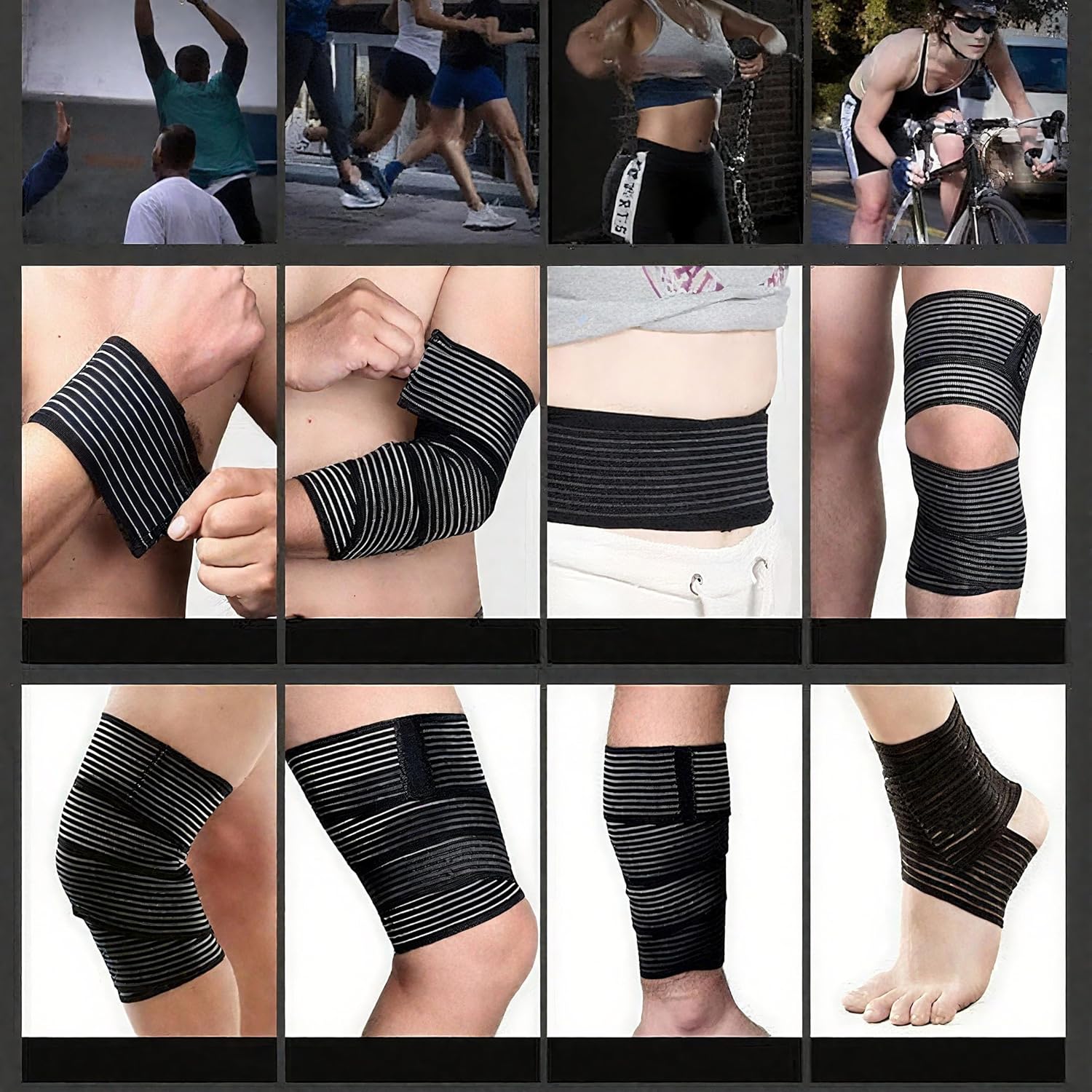 Skiennix Extra Long Elastic Knee Wrap - Compression Support Brace for Joint Pain Relief | Black, One Size