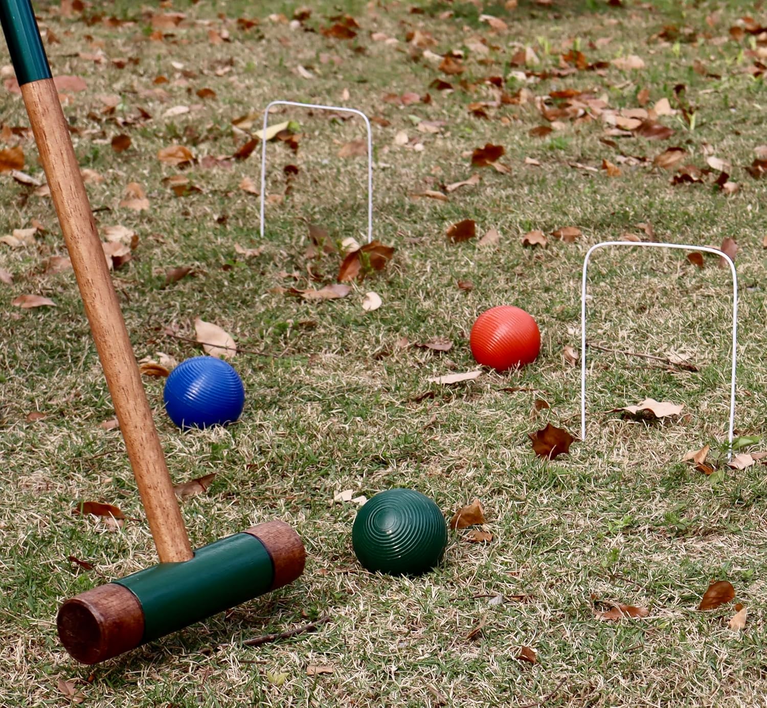 Sport Beats Croquet Set - Six Player Rubberwood Mallets, 32 Inch, Carry Case & Accessories for Outdoor Fun