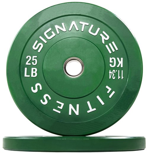 Fitvids 2" Olympic Bumper Plate Weight Plates with Steel Hub, 25LB, Pair
