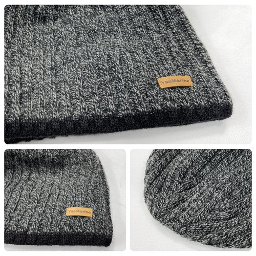 YesMerino Wool Blend Beanie, Fleece-Lined Hem – Soft Warm Lightweight Unisex Winter Hat for Outdoor & Gift, Charcoal Heather