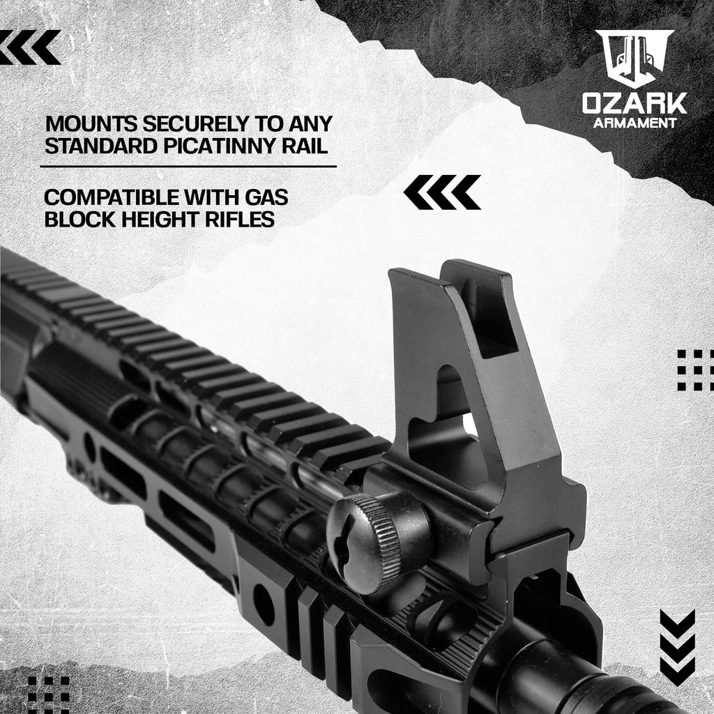 OZARK ARMAMENT A2 Front Sight - Gas Block Height Fixed Iron Sights - All Metal Rifle Sights - Gun Sights Designed to Mount on Picatinny Iron Sight Rail