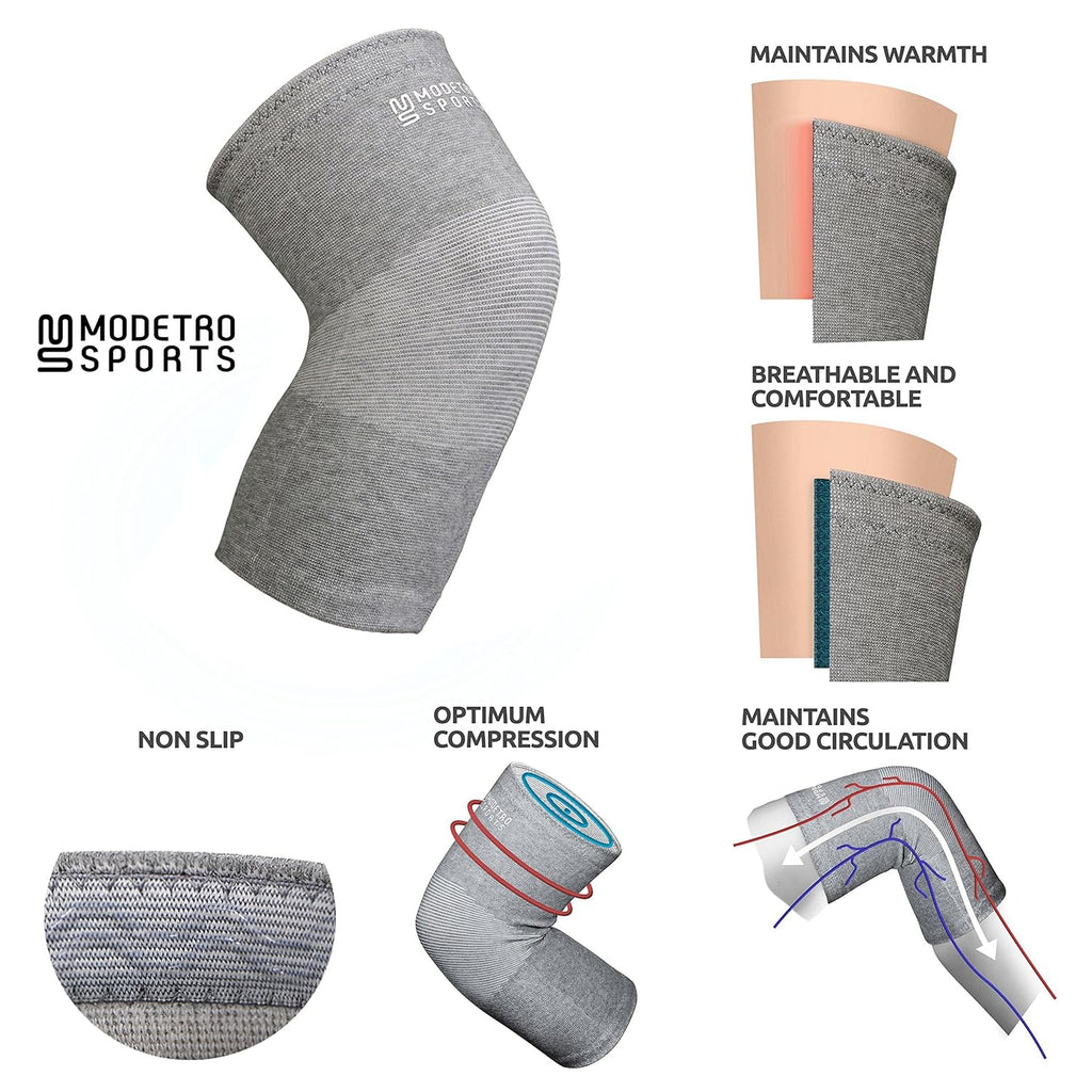 Skiennix Knee Compression Sleeve - Supportive Brace for Men & Women | XL Grey for Running & Weightlifting
