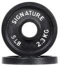 Signature Fitness Deep Dish 2-Inch Olympic Cast Iron Weight Plates with E-Coating, Black