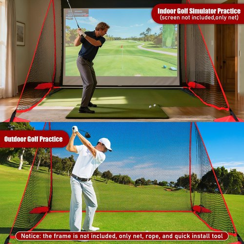 TOBWOLF 10x7ft Golf Hitting Net - Heavy Duty Practice Net with Sandbags for Stability, Fits Indoor Simulator & Outdoor Backyard Driving, Garage Training Net for Golf Ball Practice