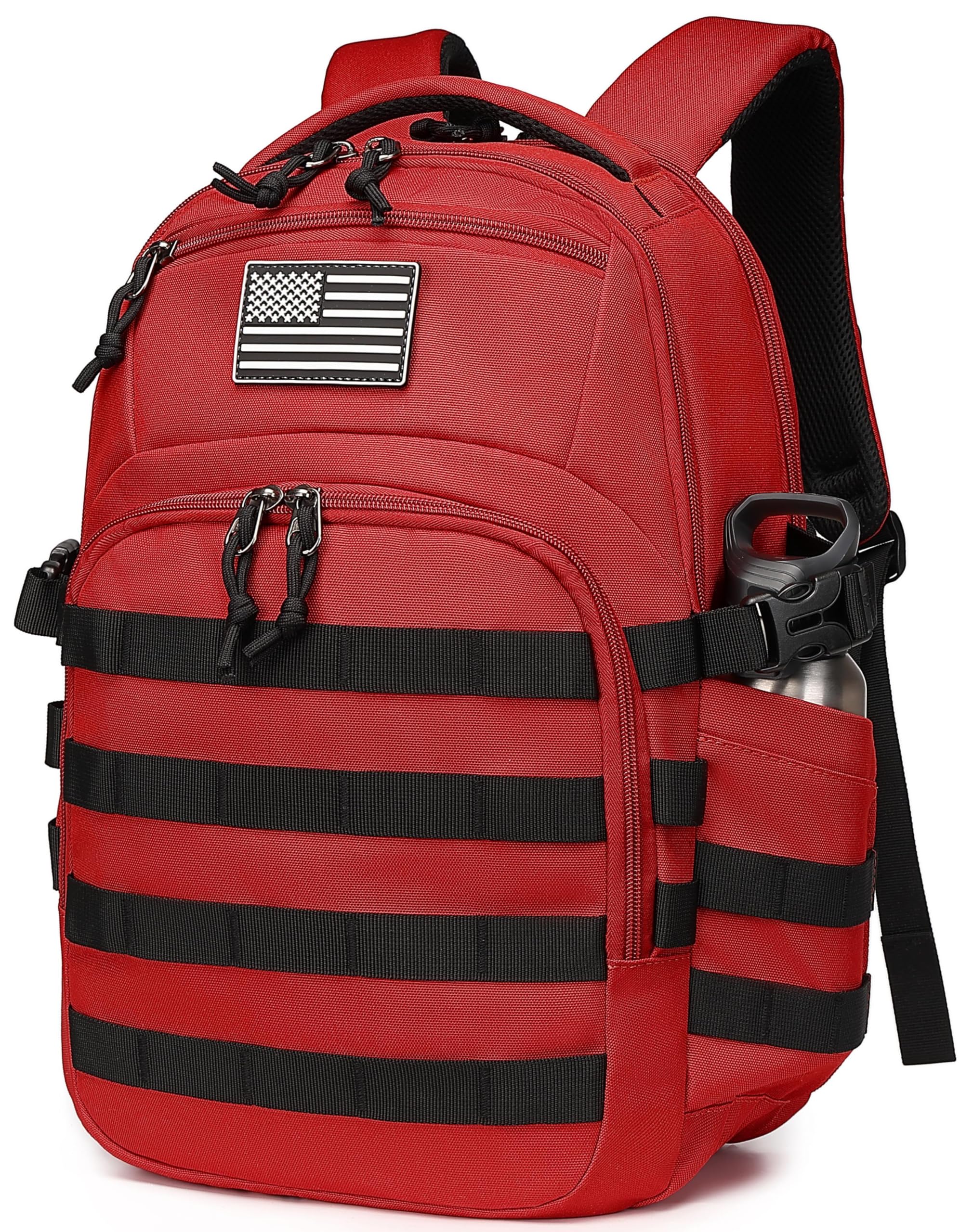 Wotony Military tactical backpack, backpack for men black small tactical assault bag (red, 18.5 inch)