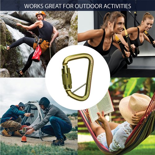Triple Locking Carabiner 60KN- Fusion Climb® Tacoma- Professional Rock Climbing Carabiner- Heavy Duty Steel- Auto Locking Carabiner for Climbing, Rappelling, D Shaped, Captive Pin- UIAA ANSI Compliant