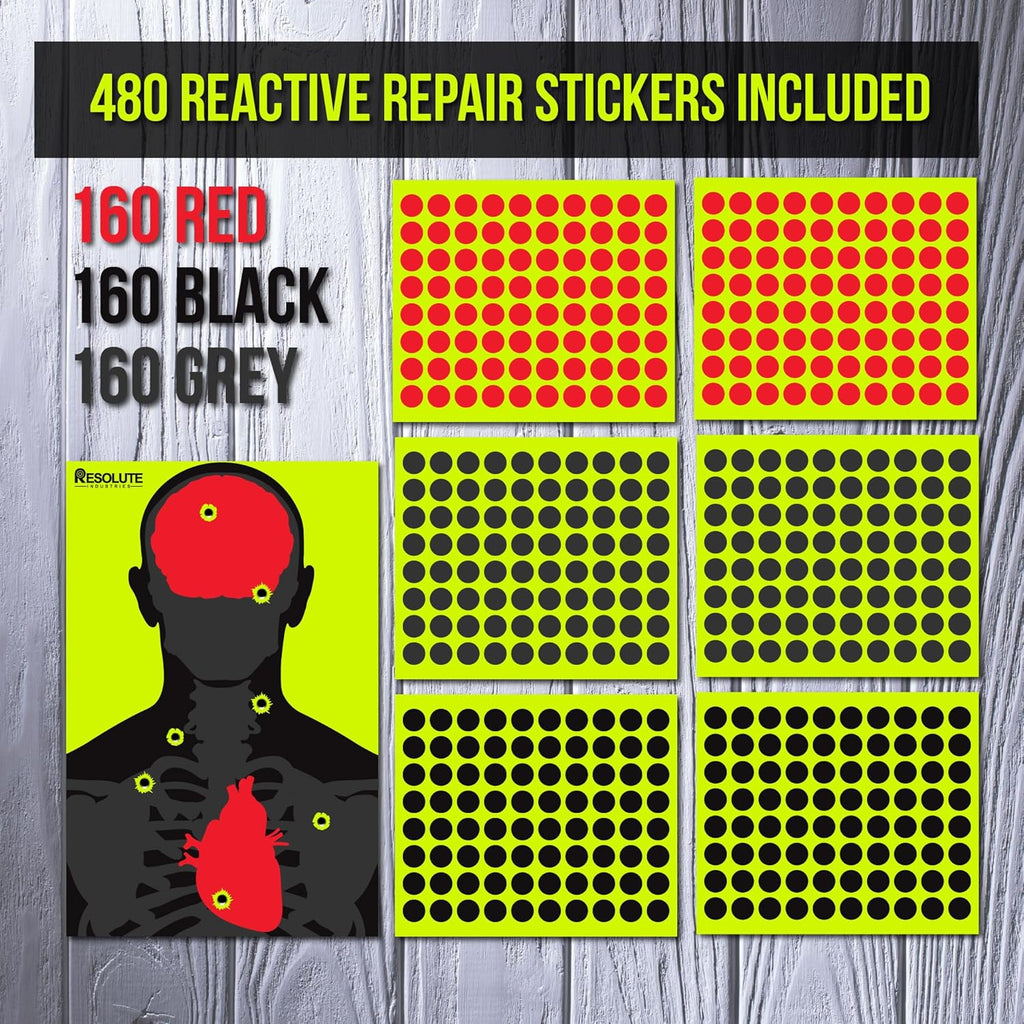 Resolute 12x18 Medically Designed Shooting Targets - Ideal for Pistols, Rifles & Airsoft Practice (25 Pack)