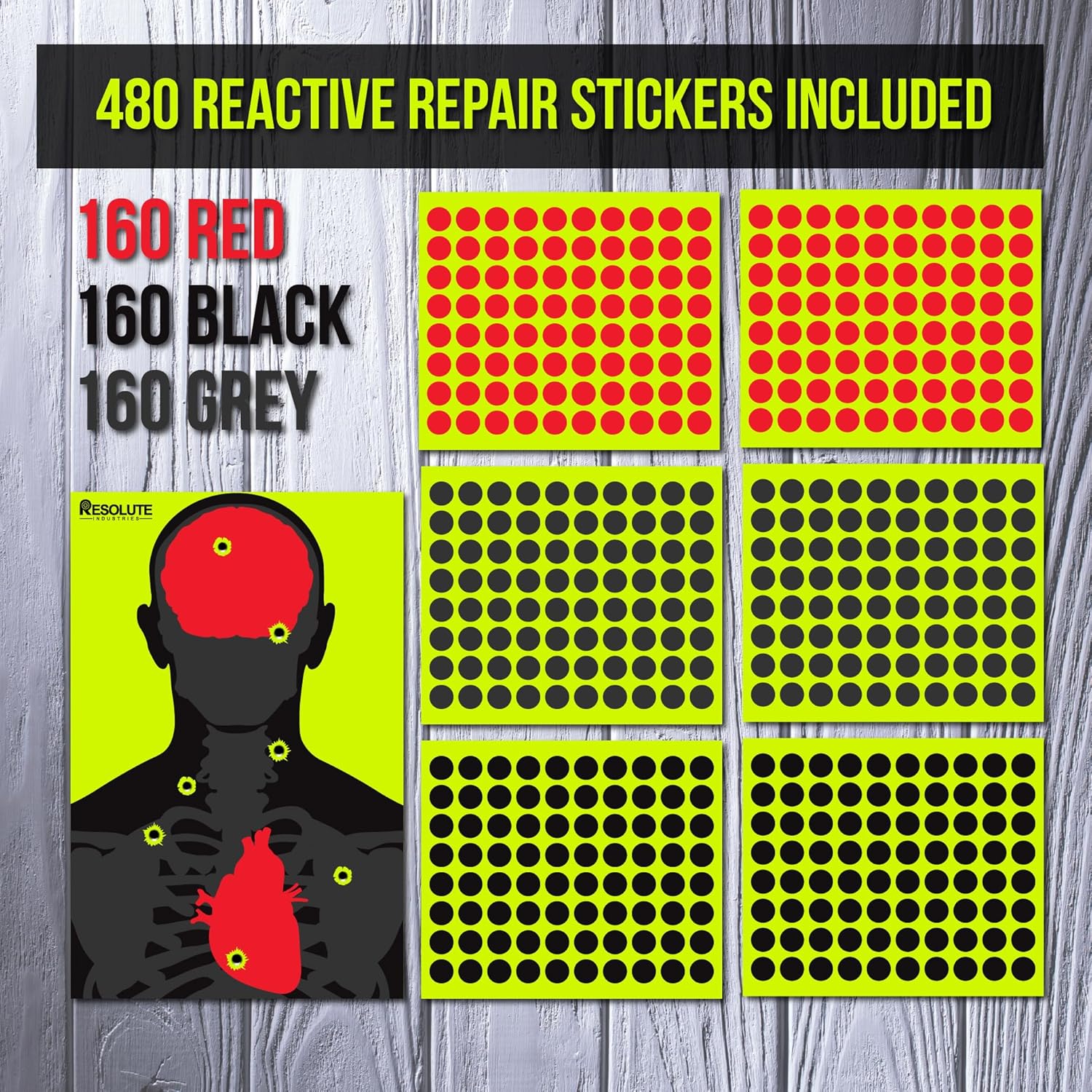 Resolute 12x18 Medically Designed Shooting Targets - Ideal for Pistols, Rifles & Airsoft Practice (25 Pack)