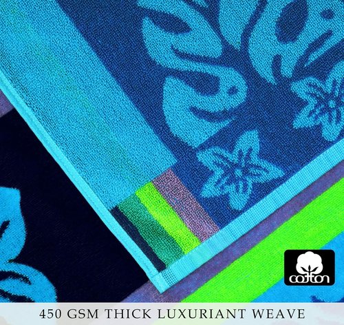COTTON CRAFT Oversized Beach Towel - XL 39 x 68 Inches | 100% Cotton Jacquard Velour - Super Soft Tropical Hibiscus Design