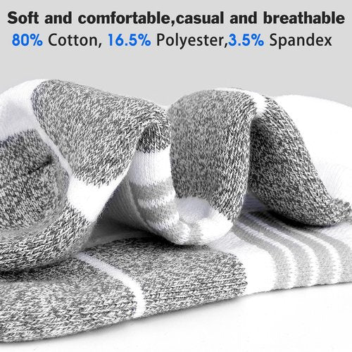 THATISHE White Compression Running Socks for Women Thick Cushioned Ankle Athletic Low Cut Gift Socks 6 Pairs - White