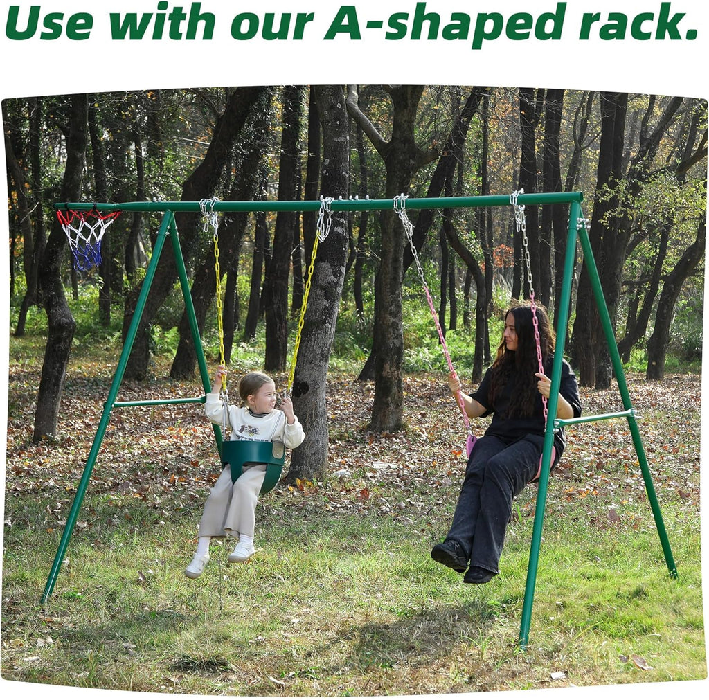 Skiennix High Back Toddler Swing Seat - Fully Assembled with Yellow Coated Chains | Safe & Durable