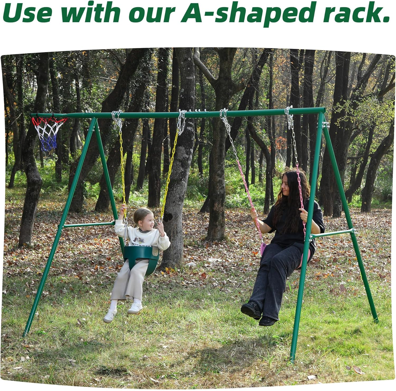 Skiennix High Back Toddler Swing Seat - Fully Assembled with Yellow Coated Chains | Safe & Durable