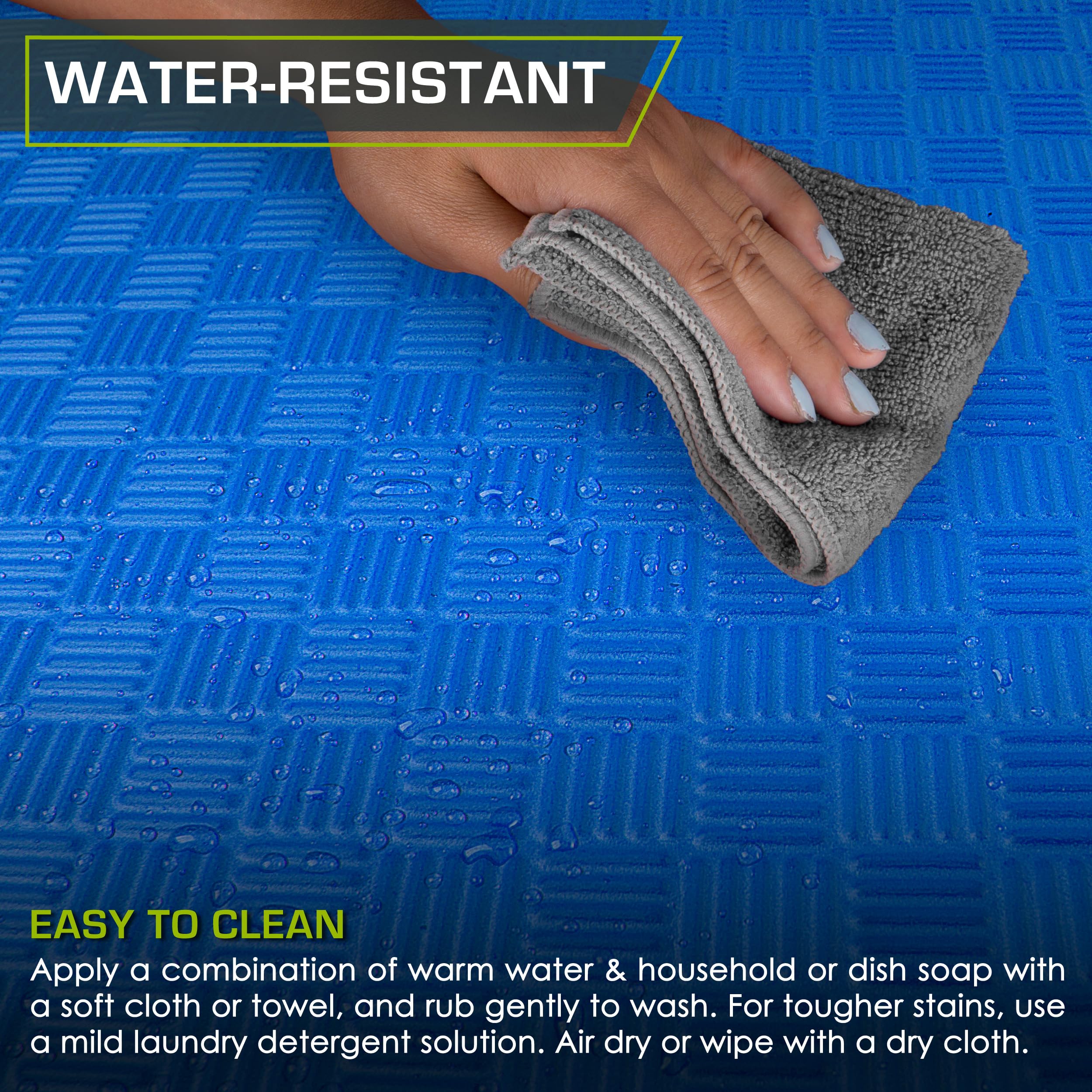 ProsourceFit Exercise Puzzle Mat 1-inch, Checkered EVA Foam Floor Tiles w/Non-Slip Texture, Interlocking Design for Adjustable Gym Surfaces, Shock Absorbing, Blue, 24 SQ FT - 6 Tiles