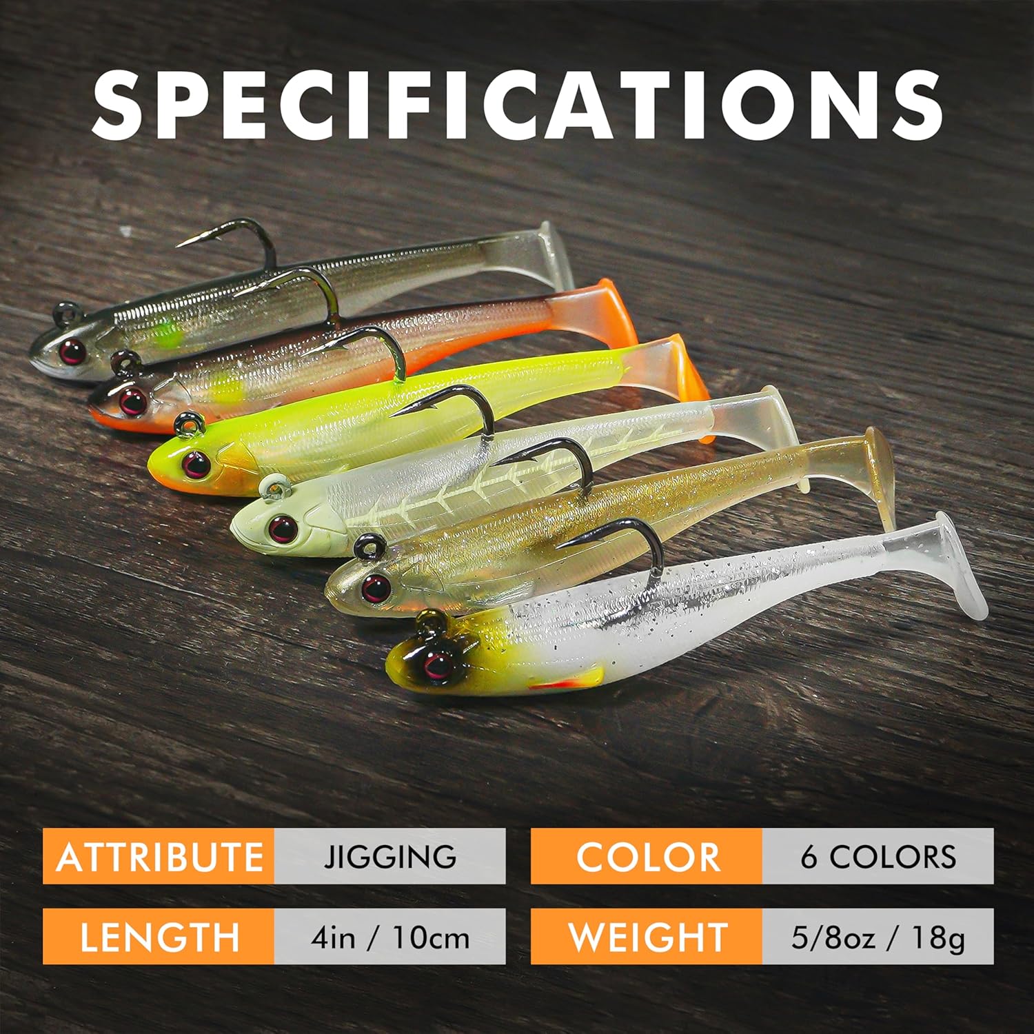 TRUSCEND Shadtale Soft Fishing Lures - Easy Catch Paddle Tail Swimbait with BKK Hooks for Bass, Trout, Crappie & Walleye