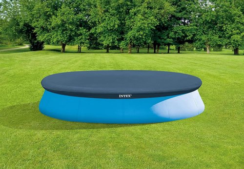 INTEX 28022E Pool Cover - Durable Fit for 12ft Round Easy Set Pools | Includes Drain Holes & Rope Tie