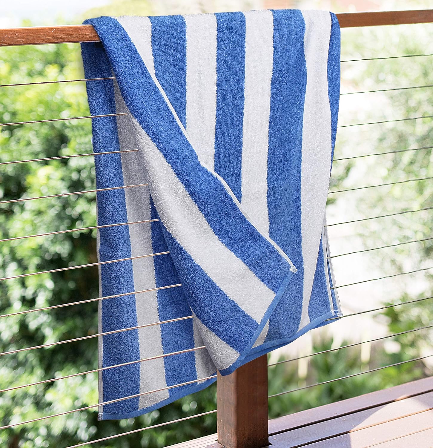 Utopia Towels Jumbo Beach Towel - 100% Ring-Spun Cotton, 600 GSM, Super Soft & Quick-Dry | Blue & Beige, 35x70 Inches
