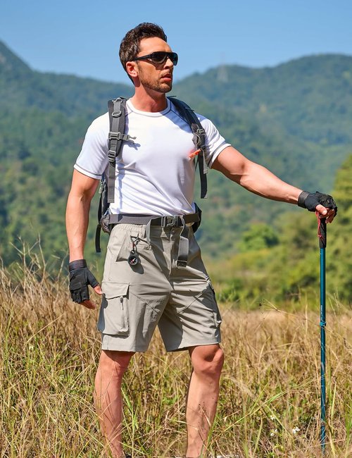 Hugut Men's Hiking Cargo Shorts - Quick Dry Lightweight Travel Shorts with Multi Pockets | Ideal for Fishing, Camping, Golf