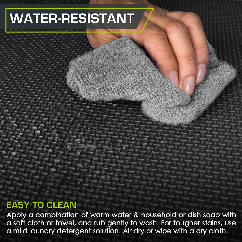 ProsourceFit Extra Thick Exercise Puzzle Mat - 1-Inch EVA Foam Interlocking Tiles | Cushioned Flooring, Black, 24 SQ FT