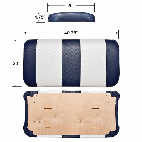 EZGO TXT Replacement Golf Cart Seat Cover Staple On Installation - 2 Piece - Premium Marine Vinyl - 5 Panel Stitching - Two-Tone (Blue & White)
