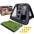 Champkey Double-Sided Golf Chipping Net with Dual Turf Mat, 12 Foam Balls