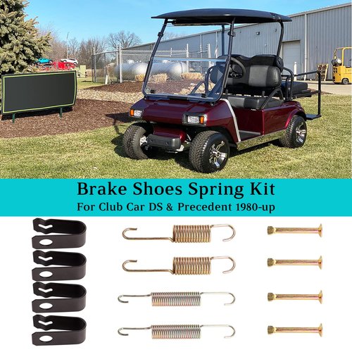 10L0L Golf Cart Brake Shoes and Spring Kit for Club Car DS 1995-up, Precedent 2004-up, EZGO 1986.5-1995, Yamaha G1 G2 G8 G9, Replace 101823201 1011463 23364G1 27249G01