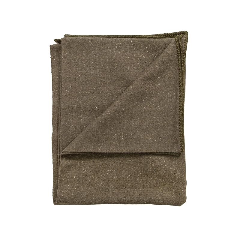 Olive Green Stansport Wool Blend Camp Blanket - 80" L x 60" W