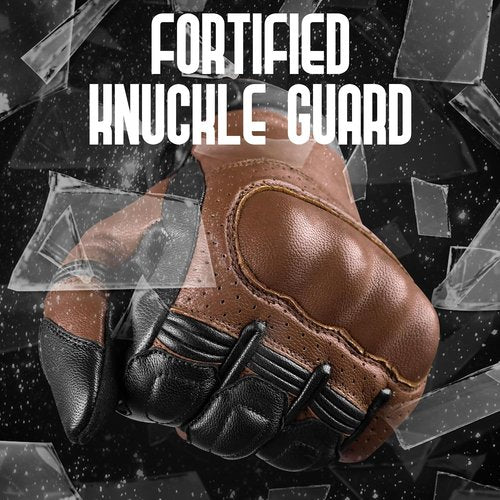 J.A.G. Motorcycle Gloves - Premium Leather Perforated Gloves with Knuckle Protection | Touchscreen Riding Gear for Men