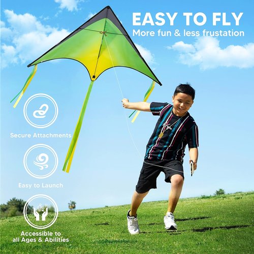 JOYIN Large Delta Kite - Easy to Fly Gradient Rainbow Design | 3 Packs for Kids & Adults