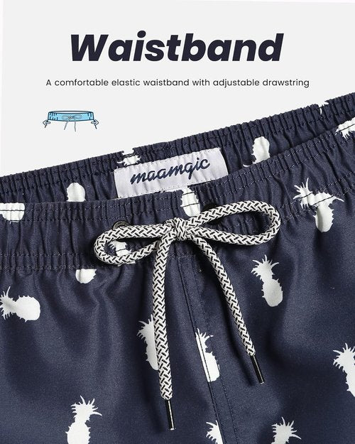 Maamgic Men's Swim Trunks - Quick Dry Bathing Suits with Mesh Lining | Fun 7-Inch Swim Shorts