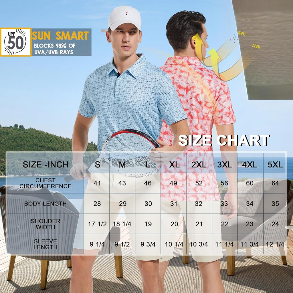 Skiennix Men's Golf Shirt - Moisture-Wicking Dry Fit Performance Polo | Short Sleeve, Stylish Print