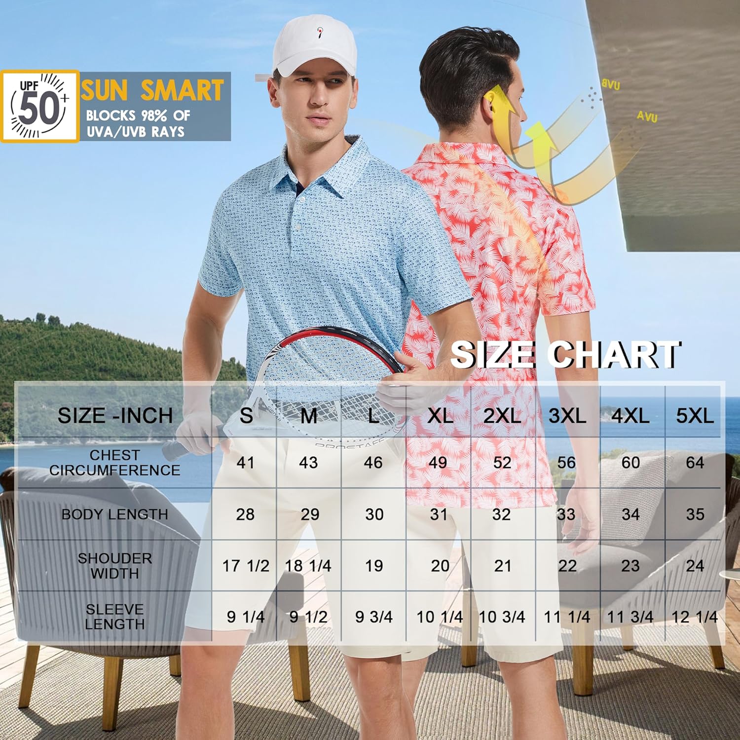 Skiennix Men's Golf Shirt - Moisture-Wicking Dry Fit Performance Polo | Short Sleeve, Stylish Print