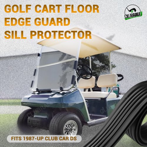 CLUBRALLY Golf Cart Floor Edge Guard Sill Protector, 2 PCS Anti-Collision Rubber Side Bumper Trim for Club Car DS 1987-Up, OEM#1013983/101347501（42.5" L×2.6" W）