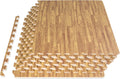ProsourceFit Wood Grain Puzzle Mat - ½-Inch EVA Foam Interlocking Floor Tiles | 24 Sq Ft Indoor Workout & Playmat