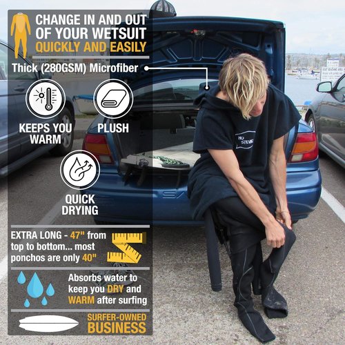 Ho Stevie! Surf Poncho - Warm and Soft - Easily Change in/Out of Wetsuit Without Towel Falling Down