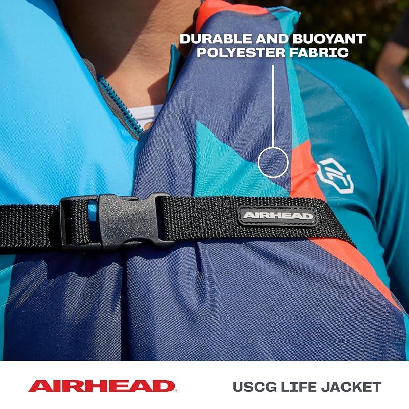 Airhead Adult Universal Life Vest - USCG Approved Boating Vest with 4 Buckles & Leg Strap