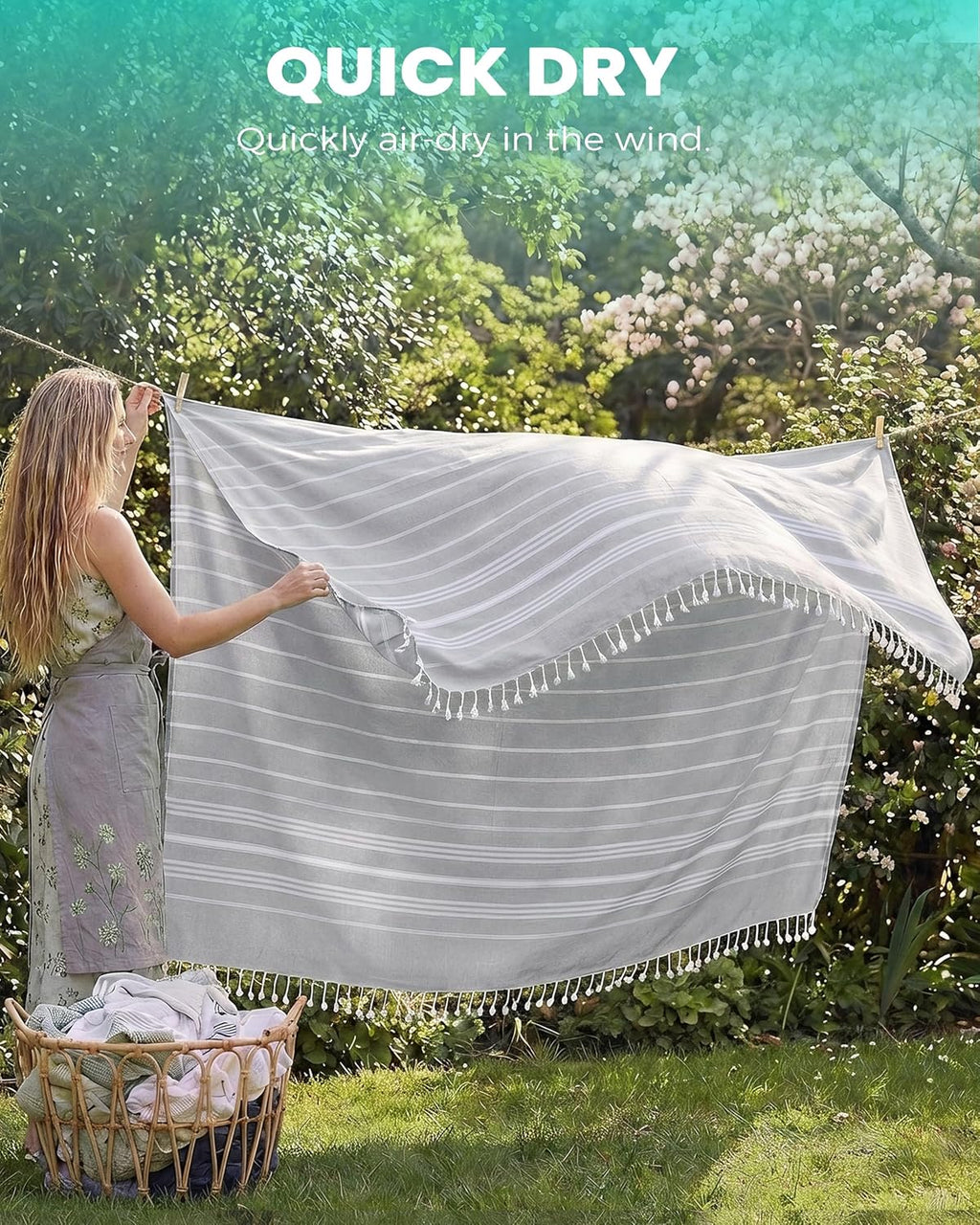 Skiennix Boho Throw Blanket - Extra Large Jumbo Beach Towel for Outdoor Picnics & Travel | Grey