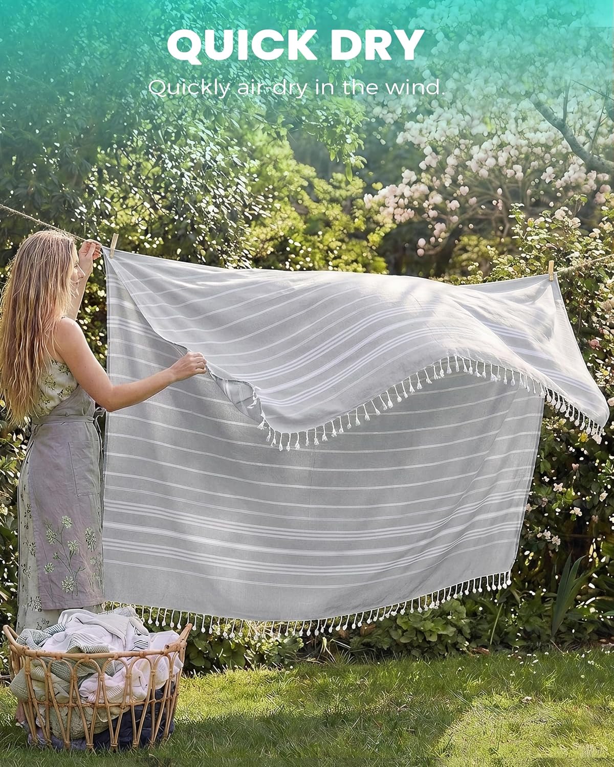 Skiennix Boho Throw Blanket - Extra Large Jumbo Beach Towel for Outdoor Picnics & Travel | Grey
