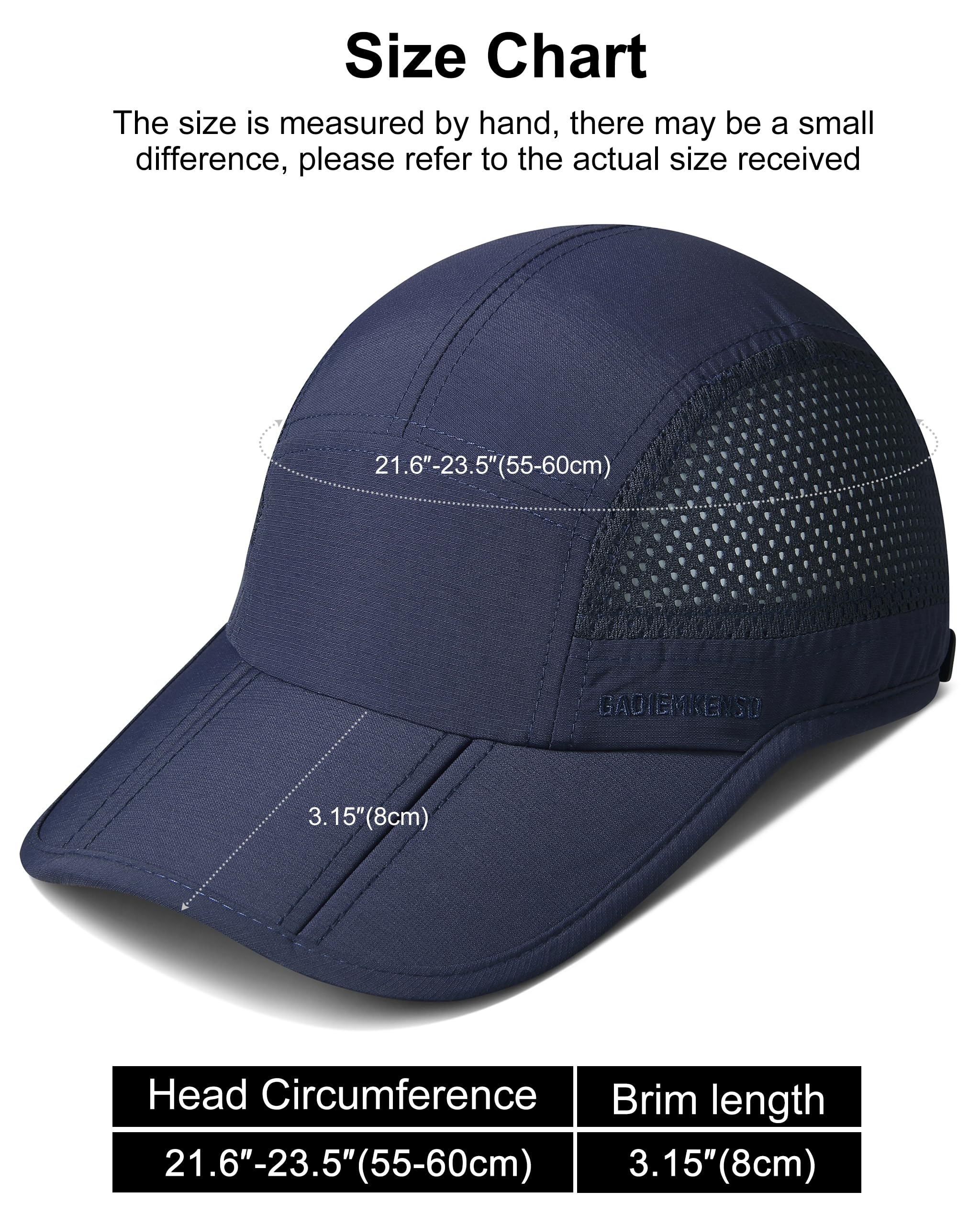 GADIEMKENSD Men Outdoor Hat Reflective Folding Running Sport Hats Summer Cool UPF 50 Sun Unstructured Baseball Caps for Men Women Breathable Light Quick Dry Travel Golf Hat Blue